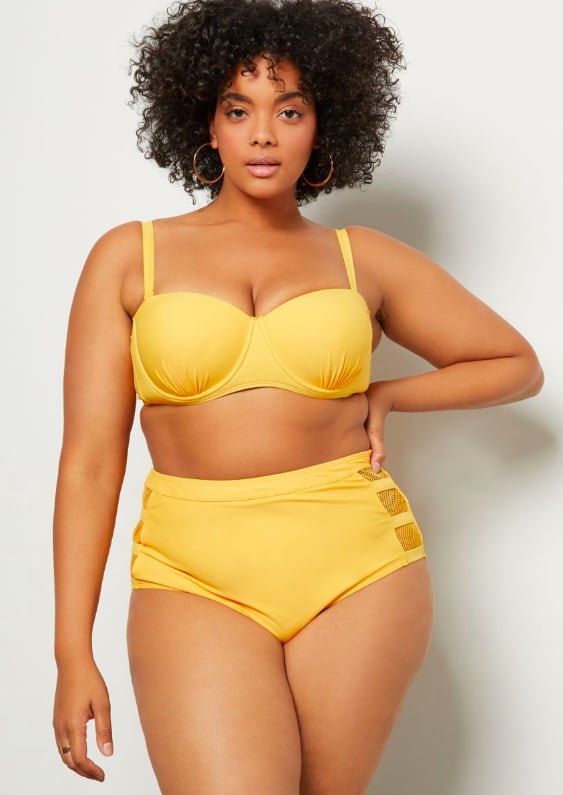 Yellow Mesh Caged Push Up Bikini