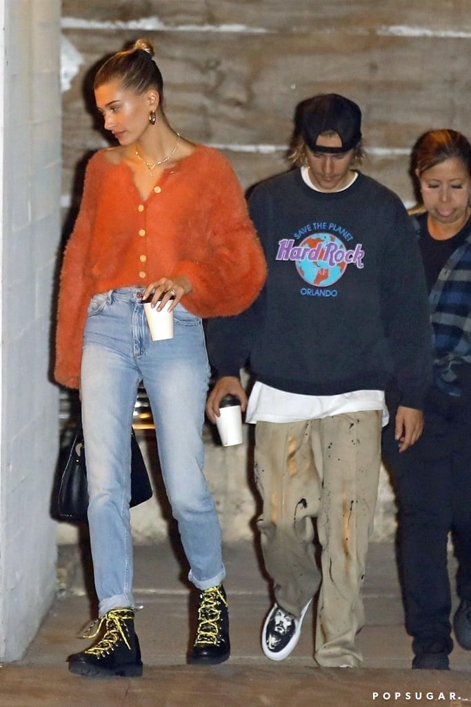 Hailey Baldwin Trench Coat and Trousers 2018