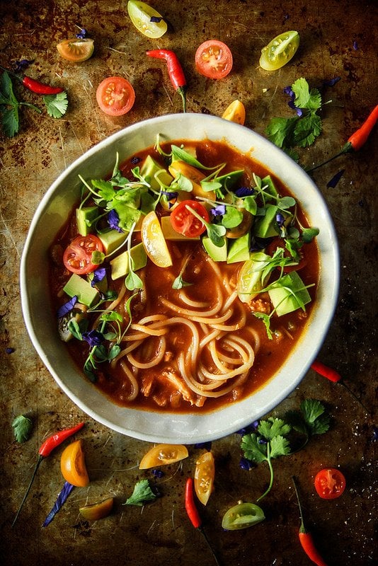 Mexican Chicken Noodle Soup With Avocado