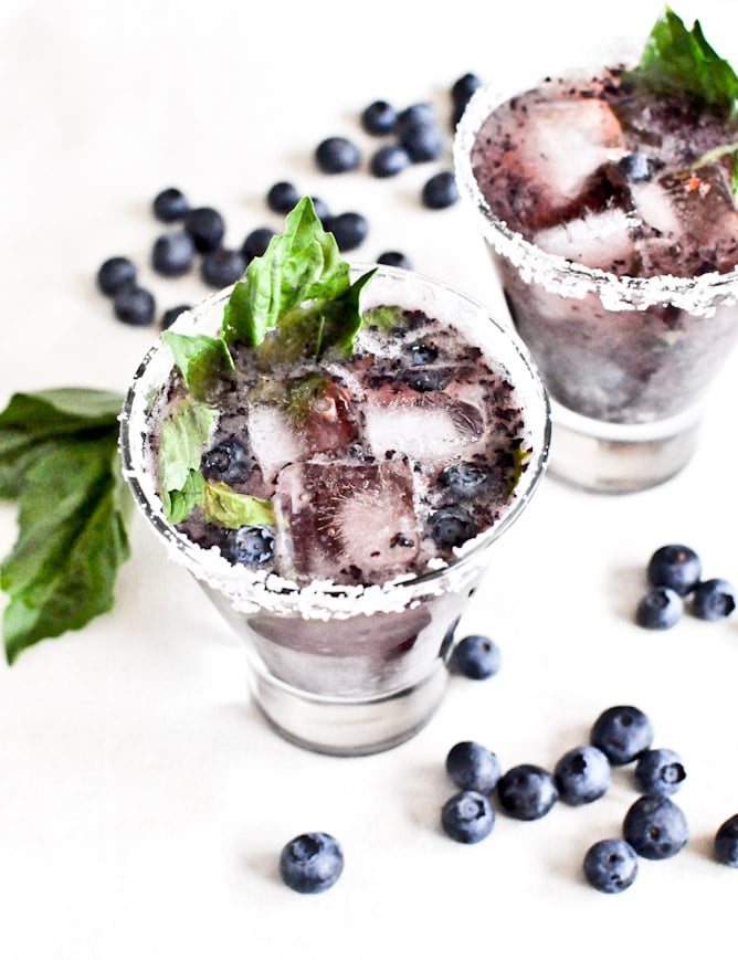 Roasted Blueberry Basil Margaritas