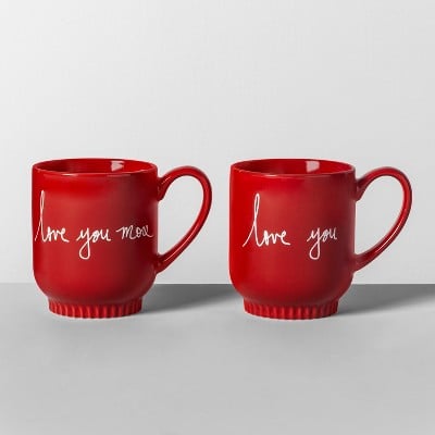 17oz 2pk Porcelain Love You And Love You More Mug Set Red