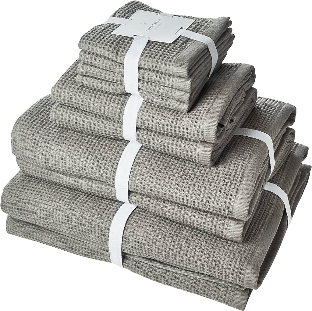 Oprah's Favorite Things 2022 Home Gifts: Cozy Earth Charcoal Waffle Bath Towel Bundle