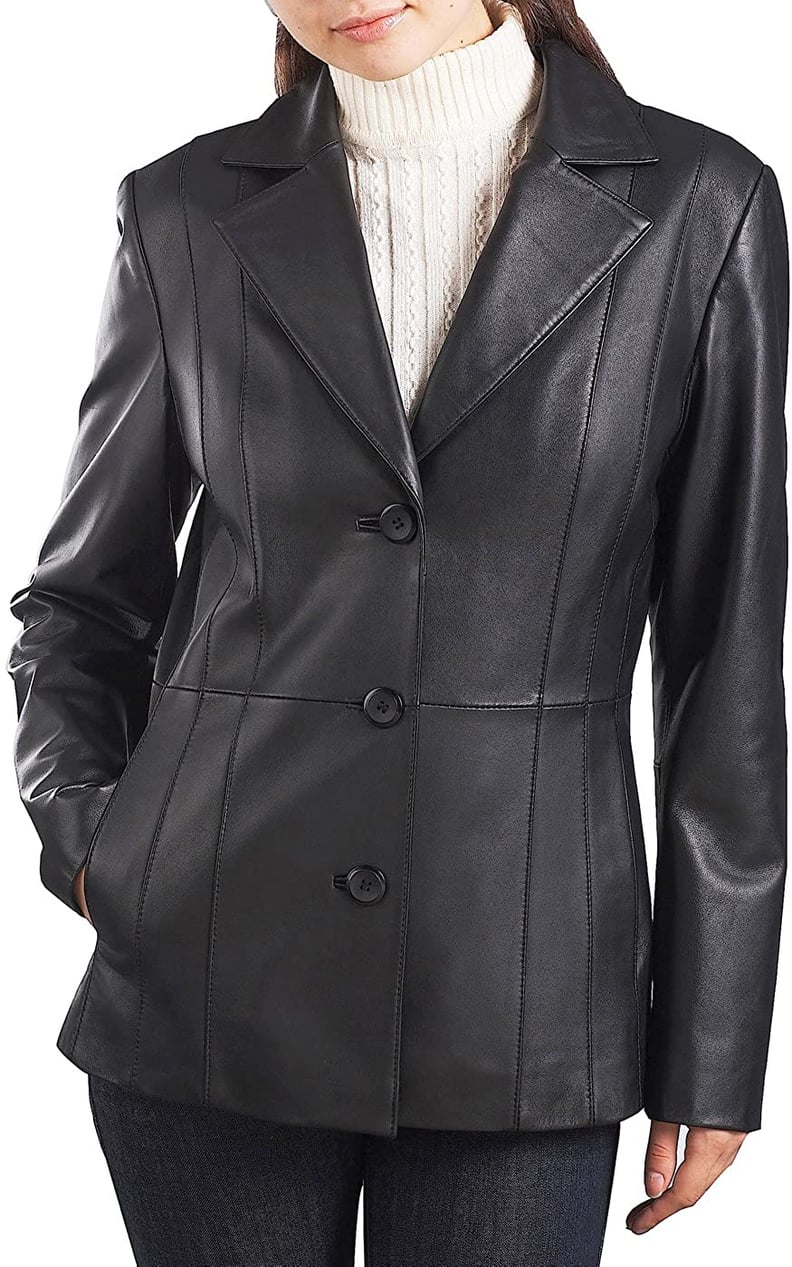 BGSD Crystal Lambskin Leather Blazer