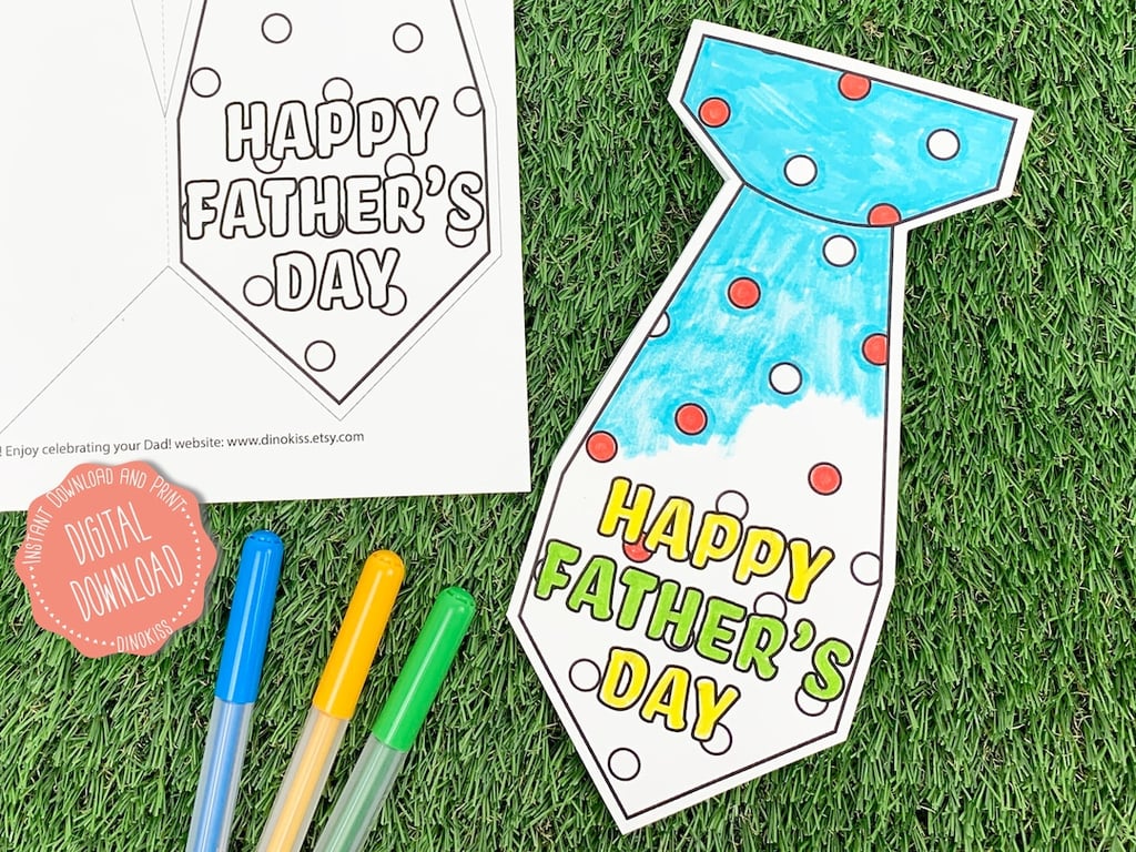 Happy Father's Day Neck Tie colouring card