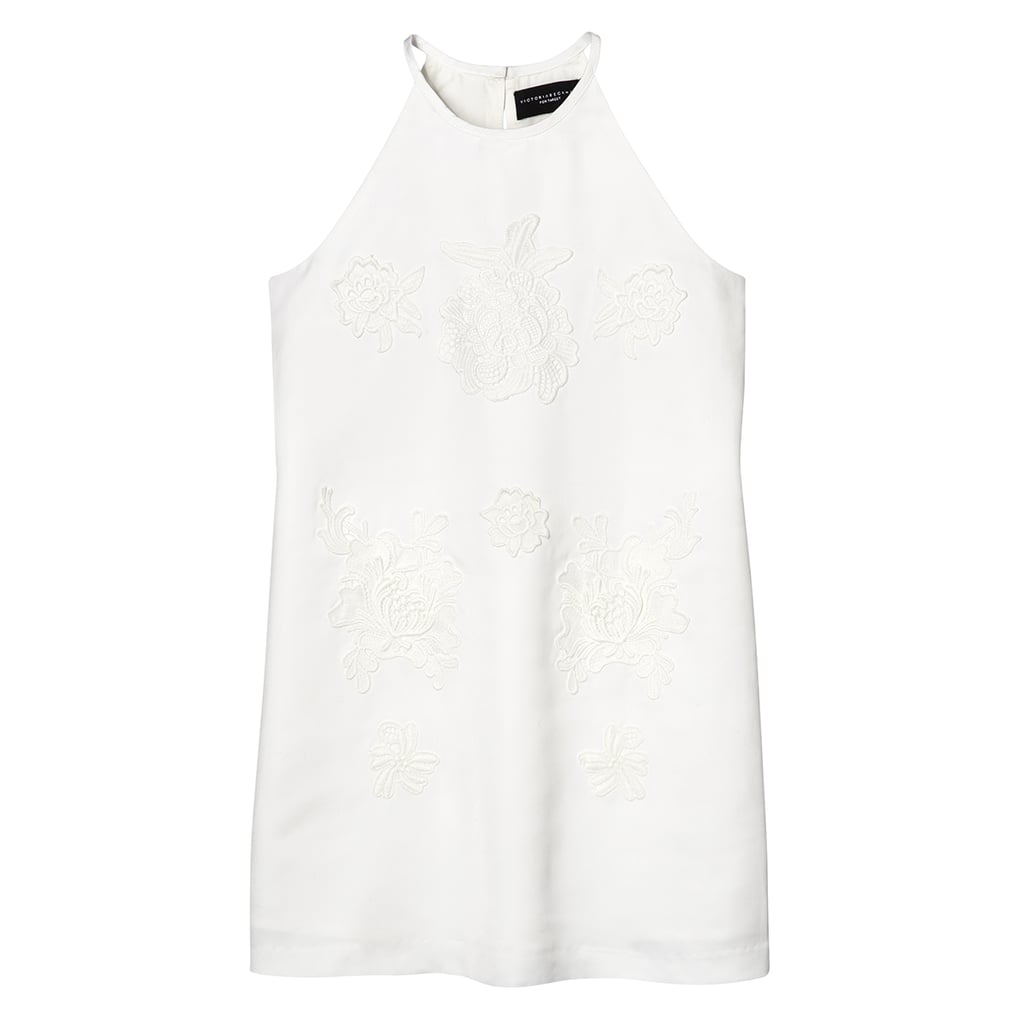 Girls' White High Neck Floral Appliqué Dress ($25)