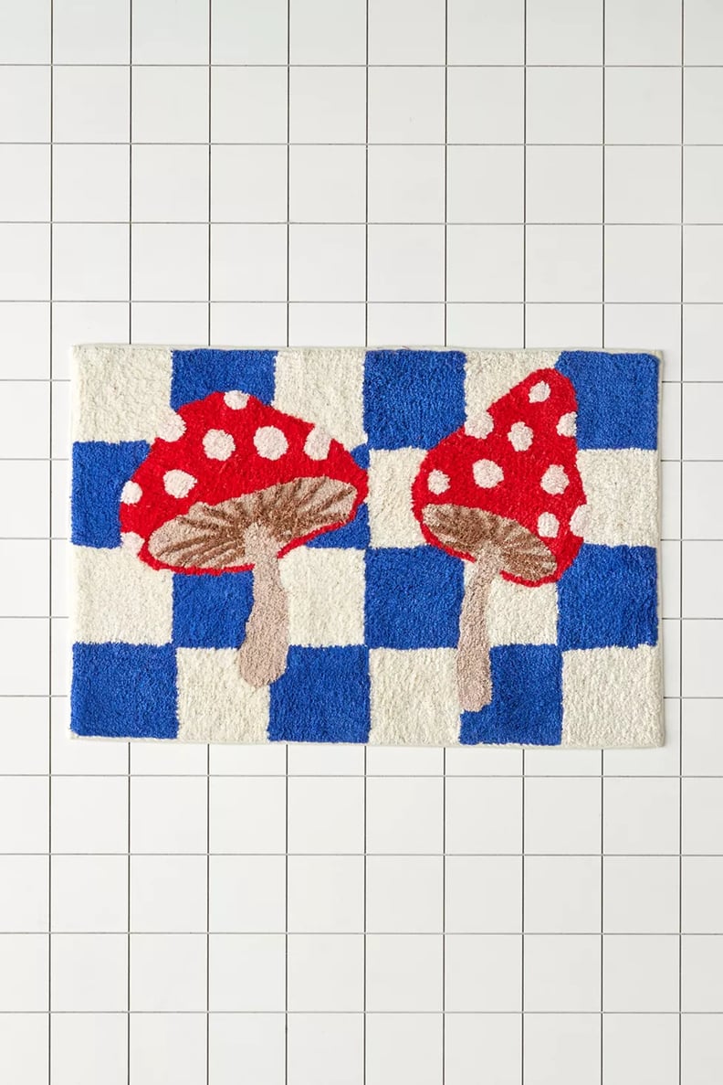 A Mushroom Bath Mat: Checkered Mushroom Bath Mat