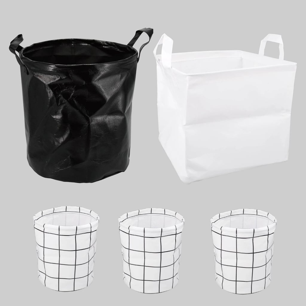 5ct Black & White Collapsible Decorative Bin Set