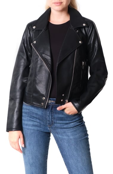 BLANKNYC Good Vibes Faux Leather Moto Jacket