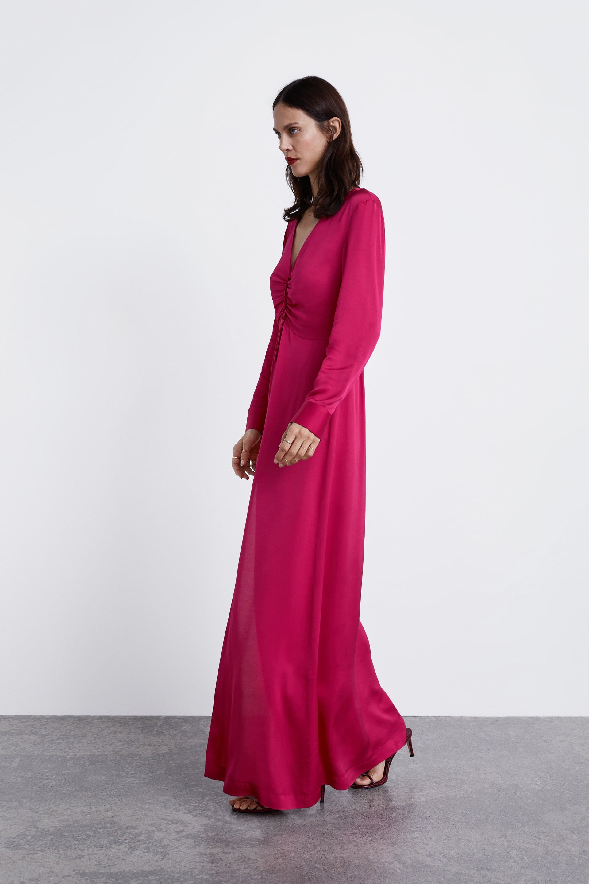 pink and red dress zara