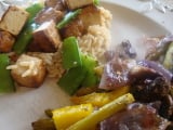 Roasted Vegetables with Baked Tofu and Sesame-Ginger Rice