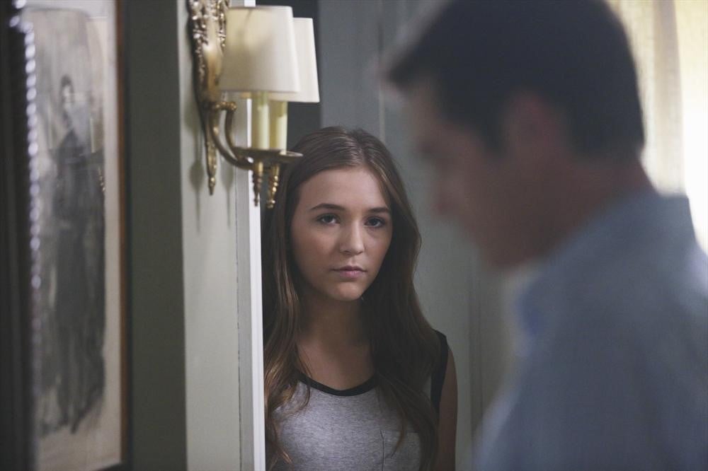 Maddie (Lennon Stella) goes in to talk to her father (Eric Close).