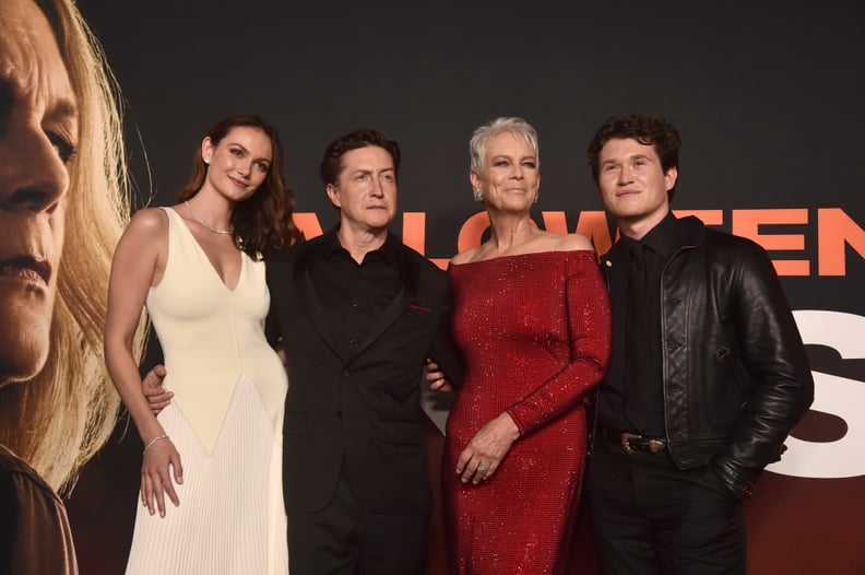 Andi Matichak, David Gordon Green, Jamie Lee Curtis, and Rohan Campbell at "Halloween Ends" Premiere