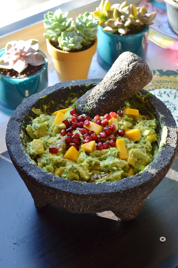 Guacamole With Fresh Mango and Pomegranate