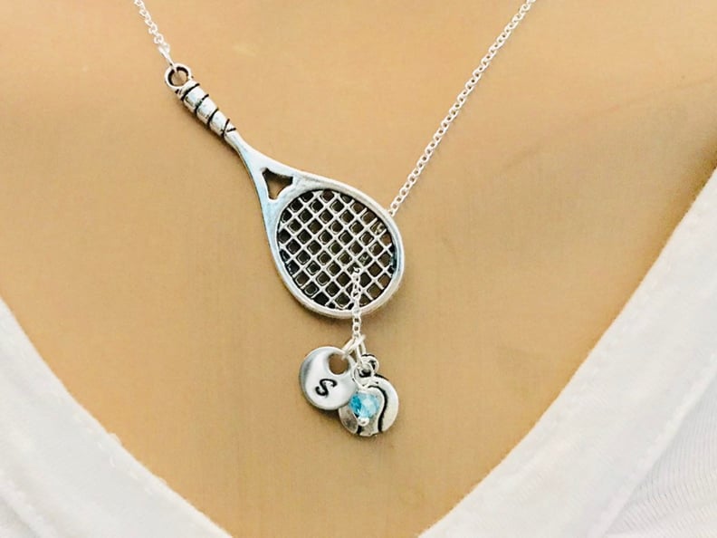 A Personalized Accessory: Lariat Style Tennis Necklace Tennis With Initial and Birthstone