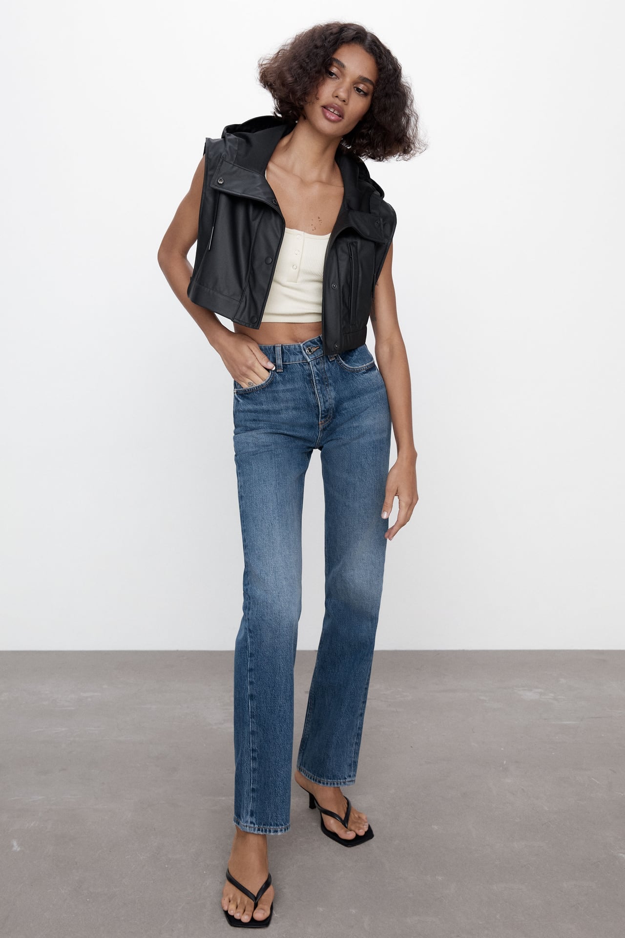 Mid rise straight full length jeans clearance