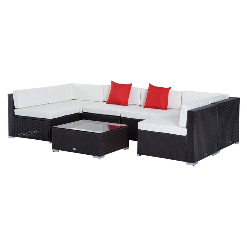 Outsunny Rattan Wicker 7-Piece Sectional Patio Conversation Set