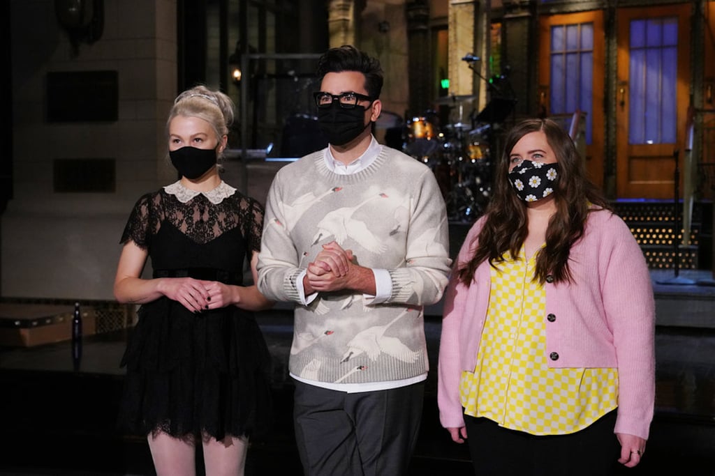 Shop Dan Levy's Swan Sweater in the SNL Promo