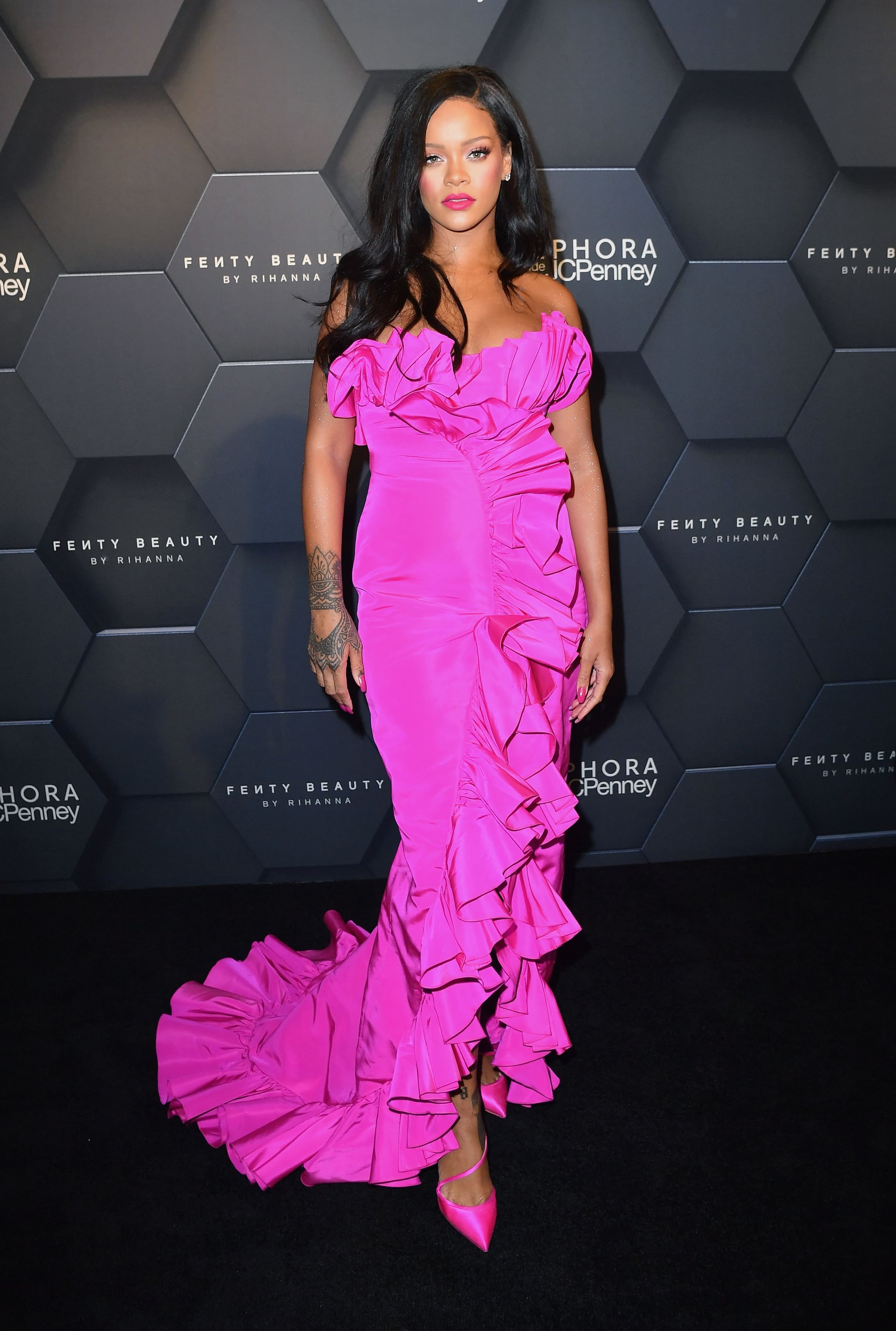 Rihanna S Pink Dress At Fenty Beauty Anniversary Popsugar Fashion