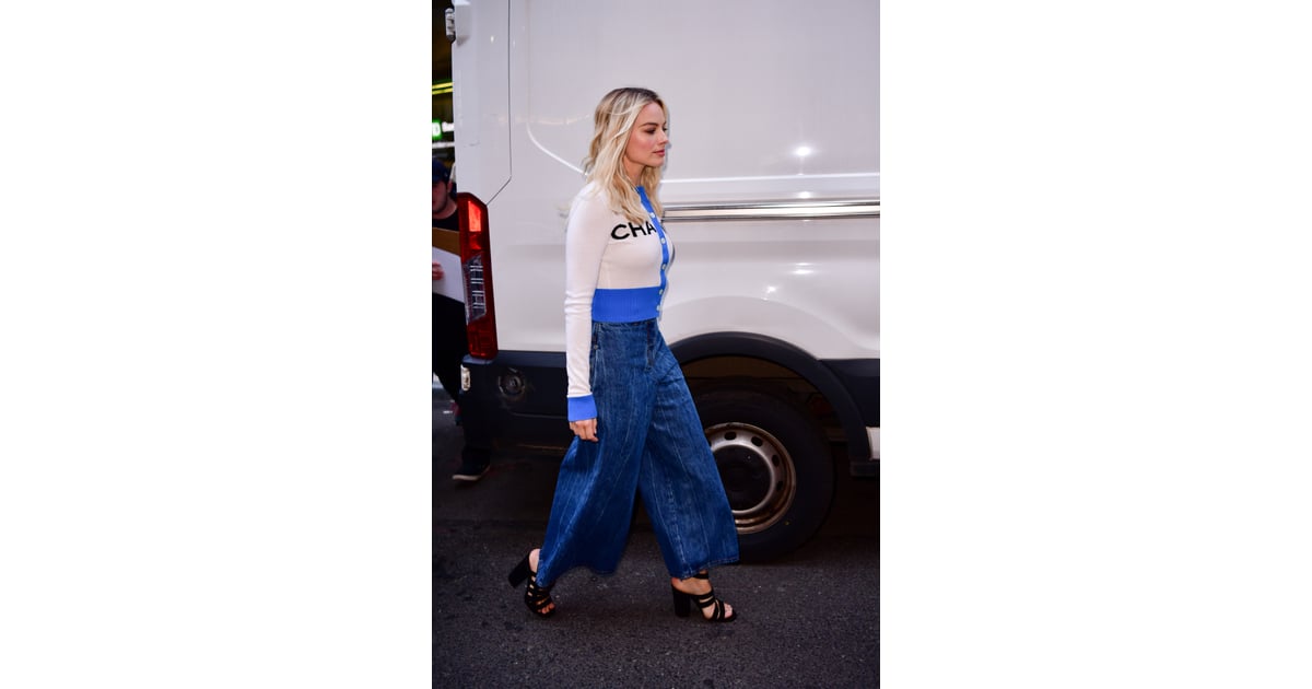 Margot Robbie Wearing Wide Leg Jeans December 2018 Popsugar Fashion Uk Photo 3 