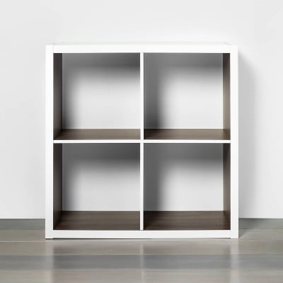 4-Cube Storage Organiser White With Wood Accents
