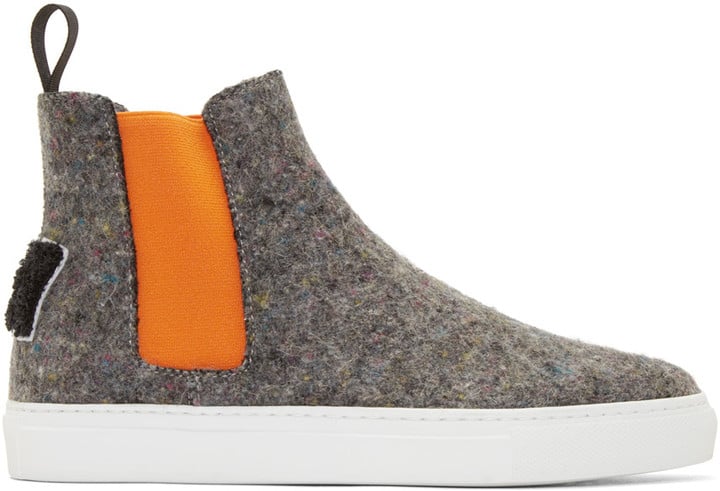 MSGM Grey & Orange Wool High-Top Sneakers ($450)