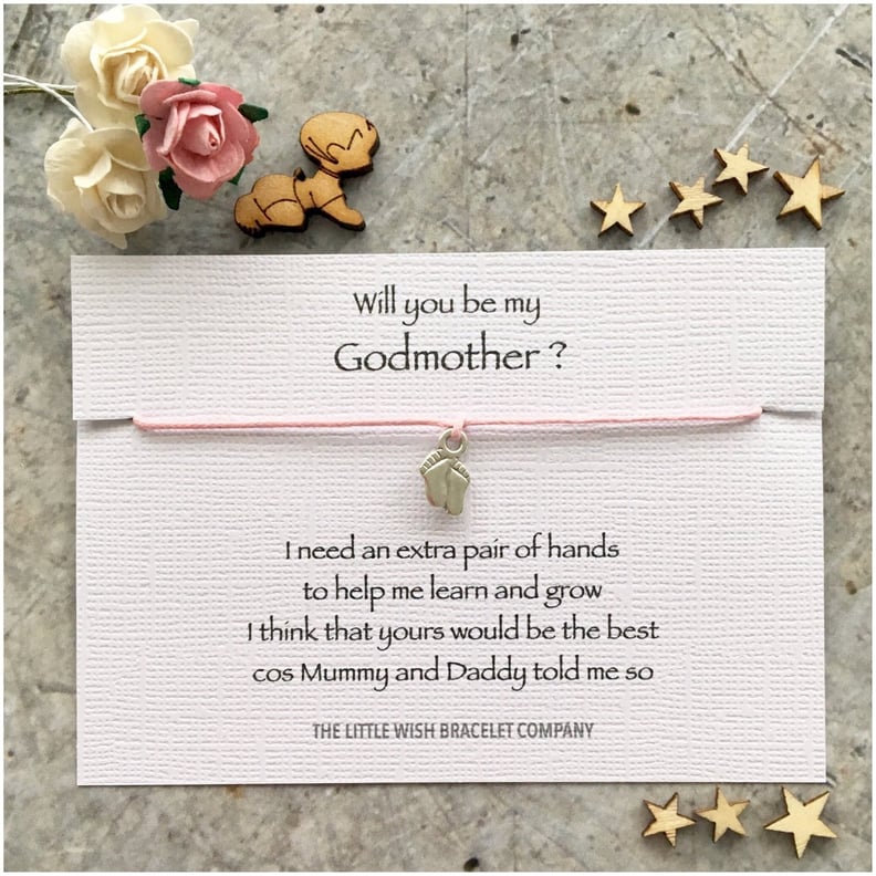 Will You Be My Godmother Footprints Bracelet