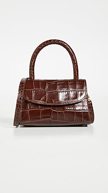 By Far Mini Nutella Croco Top Handle Bag