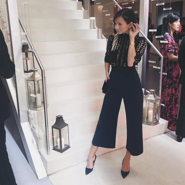 A Navy-and-Black Wide-Leg Self-Portrait Jumpsuit