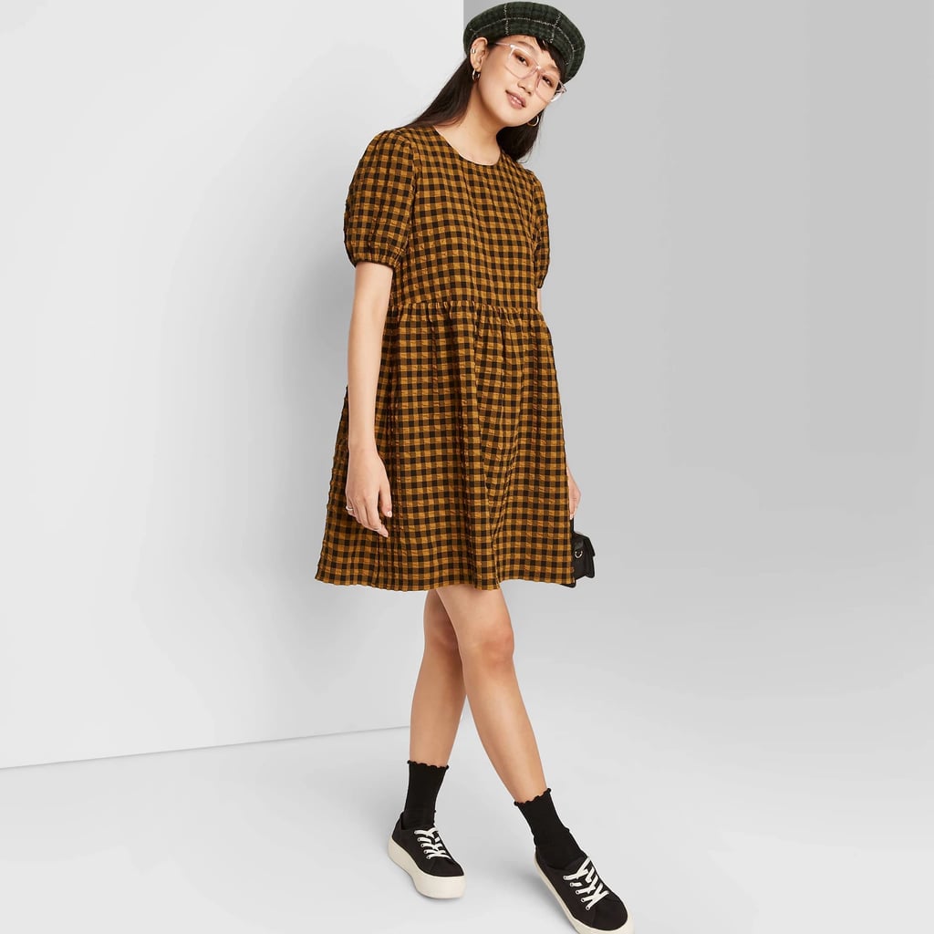 Puff Short Sleeve Seersucker Dress