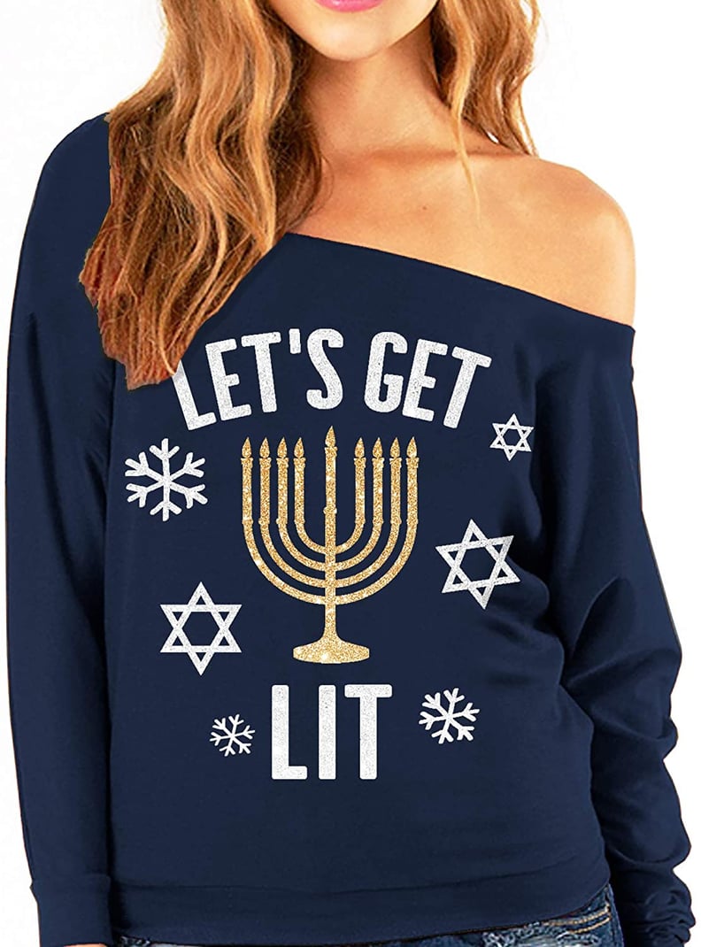 NoBull "Let's Get Lit" Women's Hanukkah Slouchy Sweatshirt