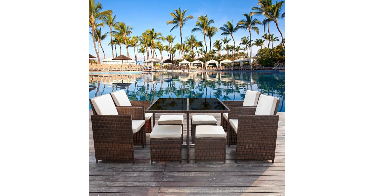 Angelos 9 piece dining new arrivals set with cushions