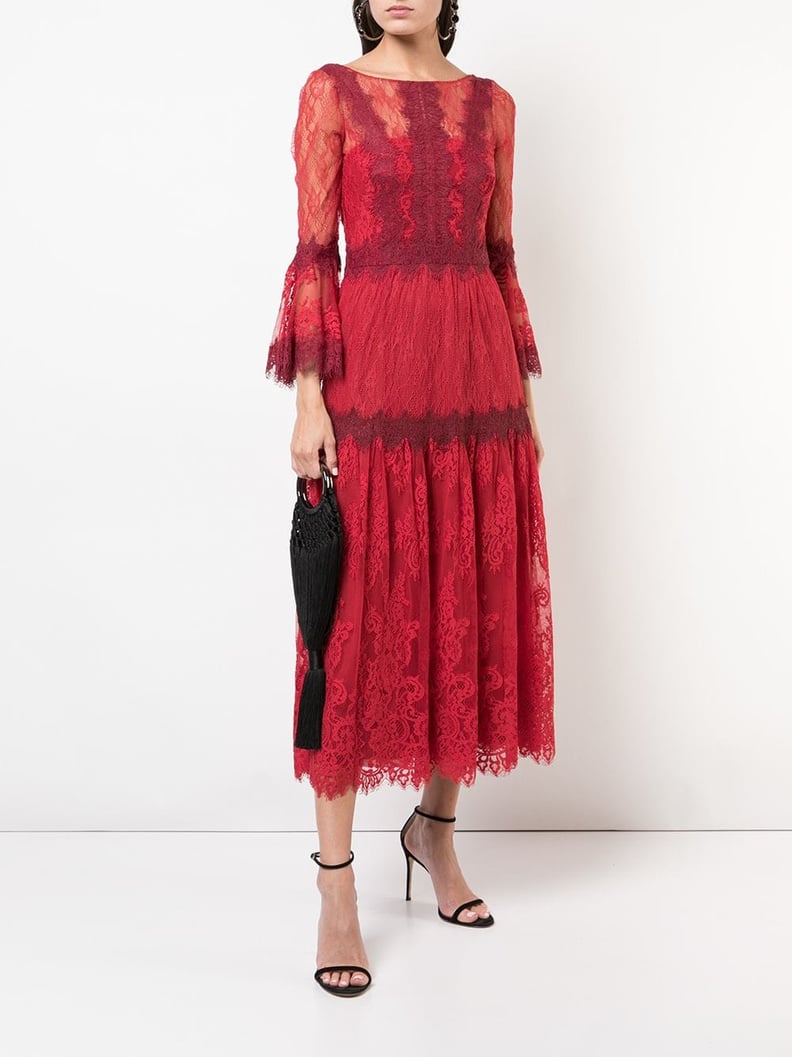 Marchesa Notte Lace Midi Dress