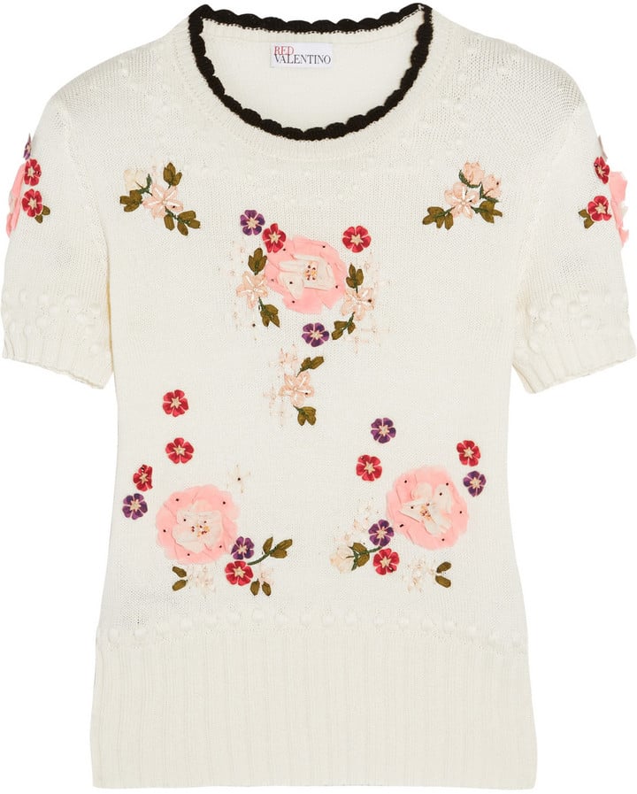 RED Valentino Floral-Appliquéd Cotton Sweater ($795)