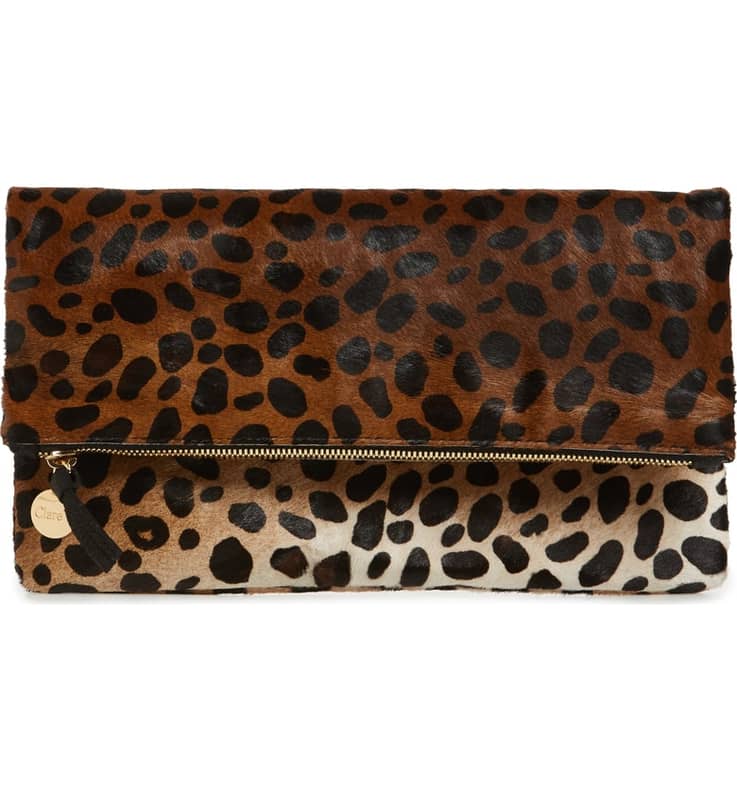 Clare Flat Clutch In Leopard Hair