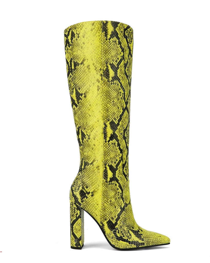 neon snake print boots