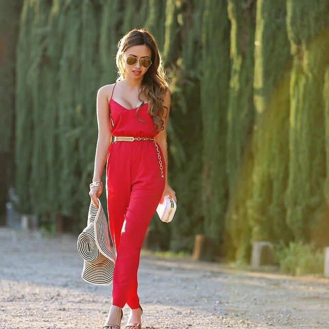 red jumpsuit outfit