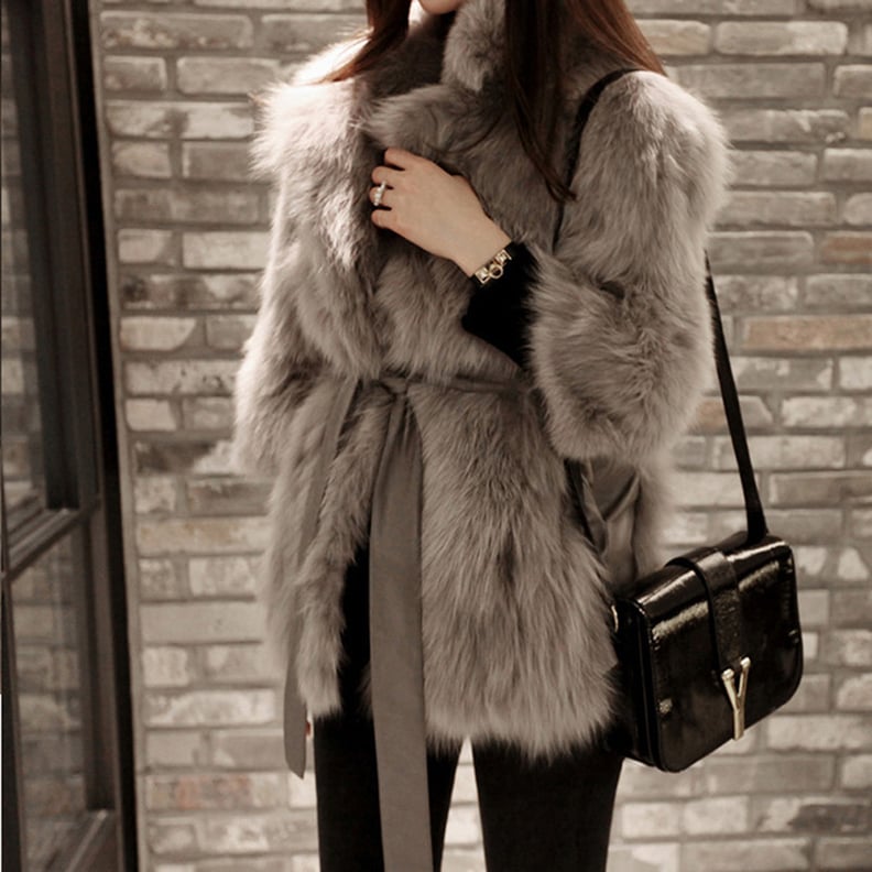 Sungpunet Faux Fox Fur Coat
