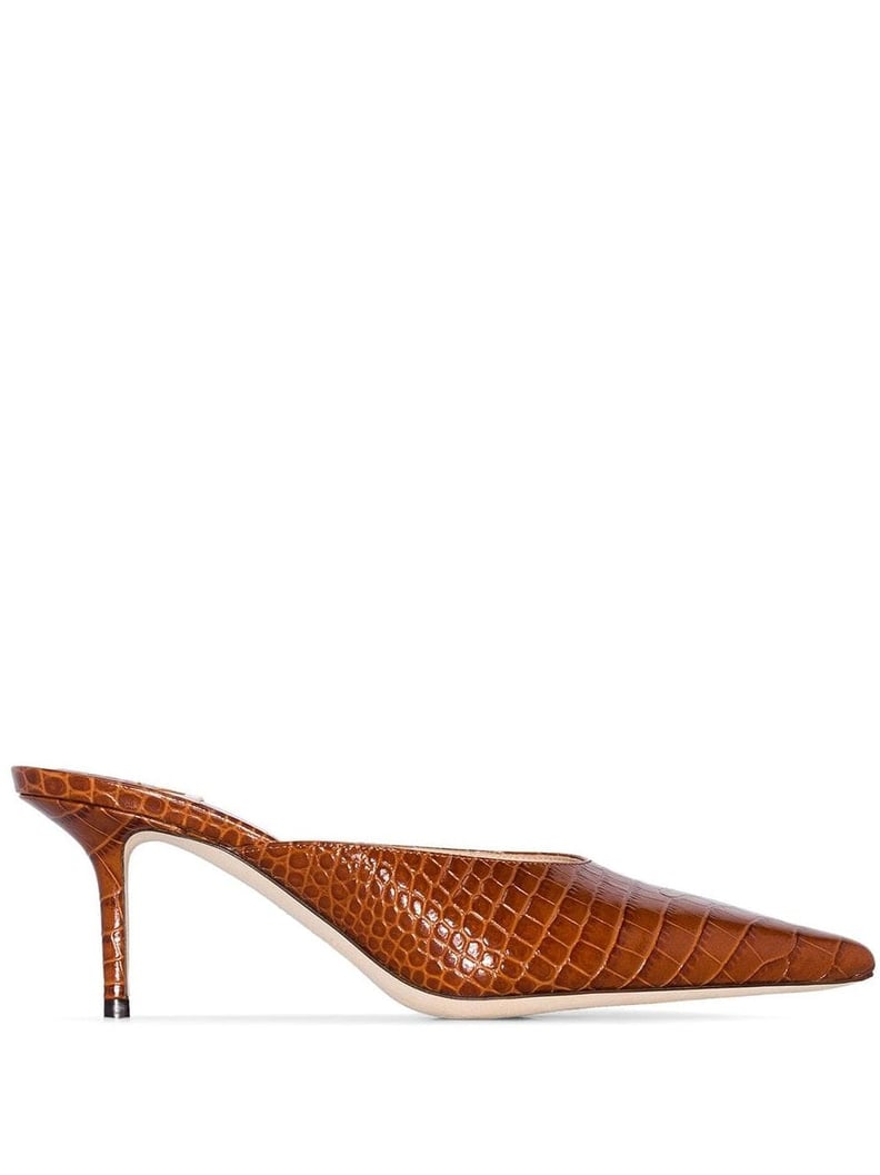 Jimmy Choo Rav 65mm Crocodile-Effect Mules