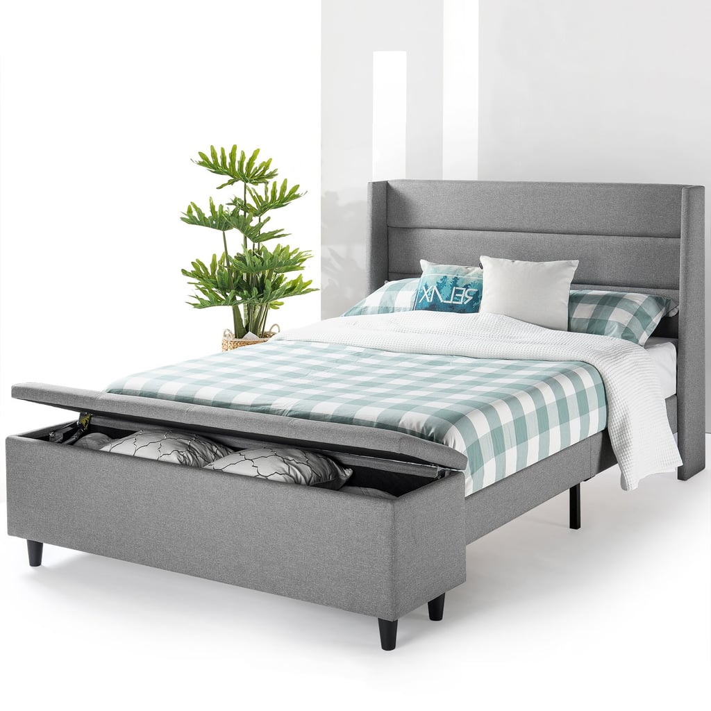 Mellow Platform Bed With Headboard and Bedside Storage Ottoman The