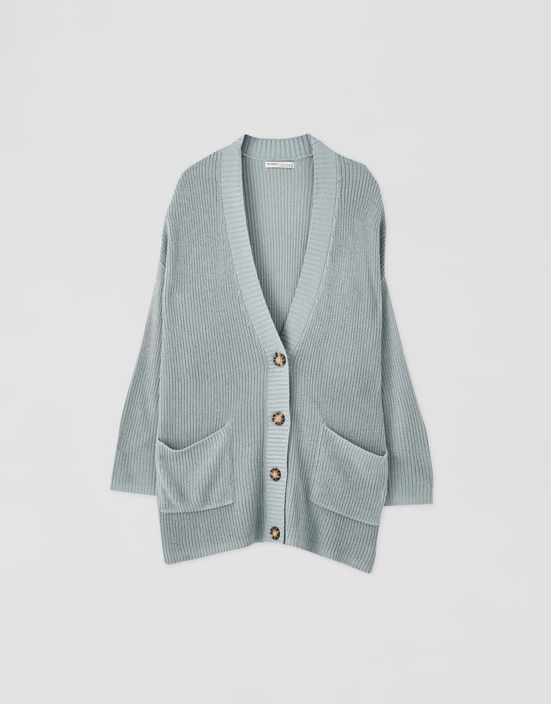 Pull&Bear Long Knit Button-Up Cardigan