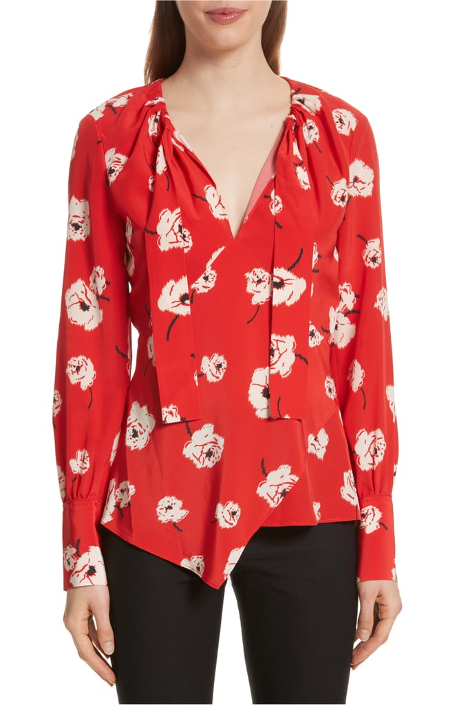 Derek Lam 10 Crosby Asymmetrical Floral Silk Blouse