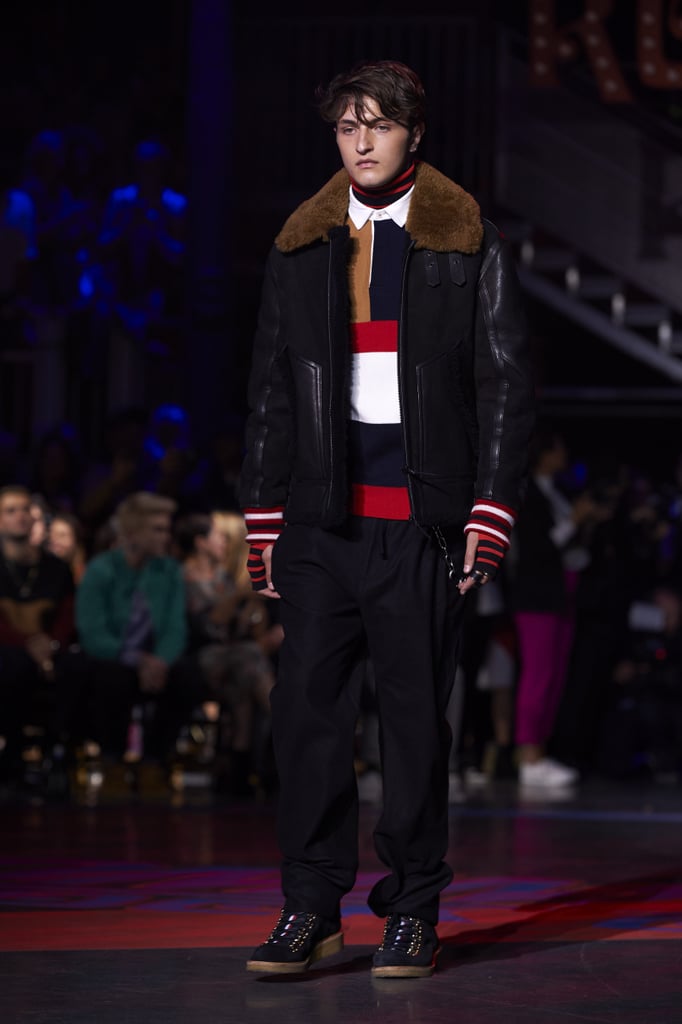 Anwar, Gigi and Bella's brother, also took the runway, in this shearling coat.