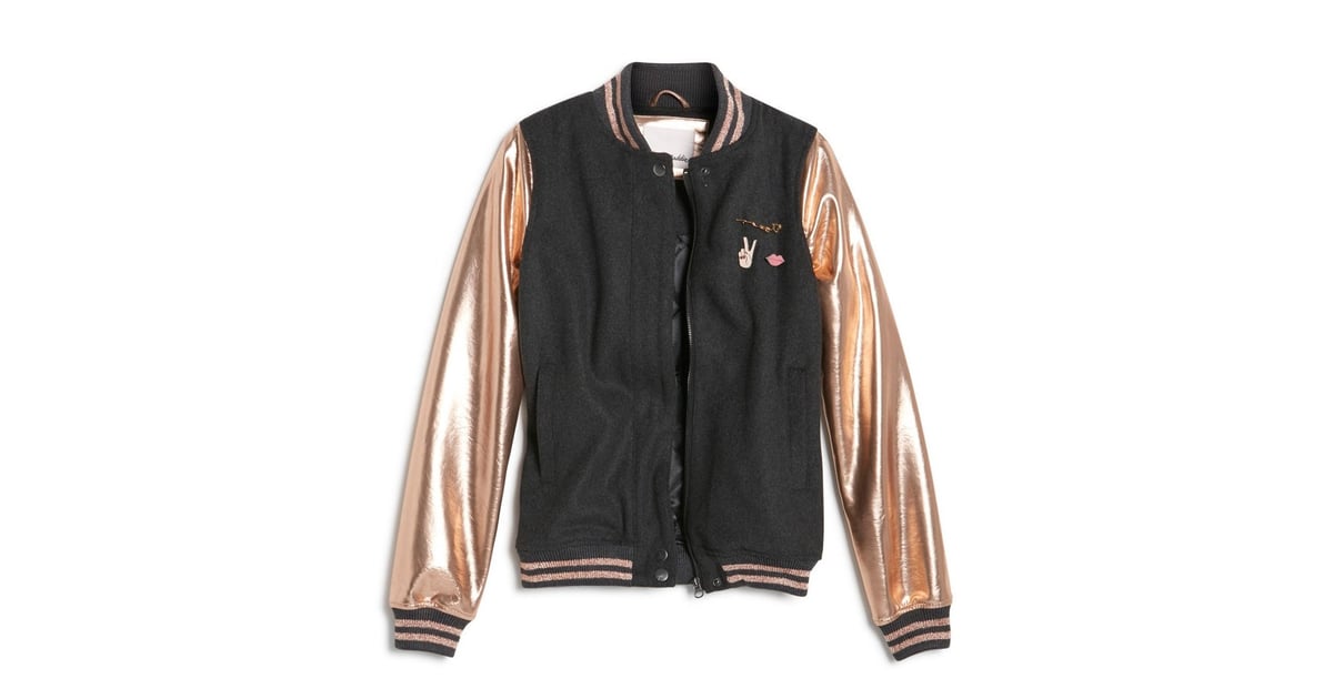 rose gold varsity jacket