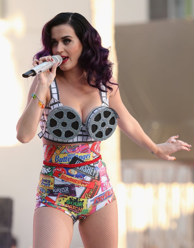 Katy performed on Hollywood Boulevard before the premiere of her film, Katy Perry: Part of Me, in June 2012.