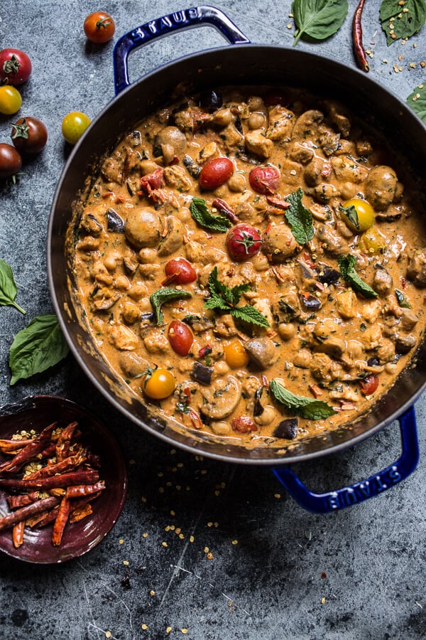 Almond Chicken, Chickpea, and Eggplant Curry