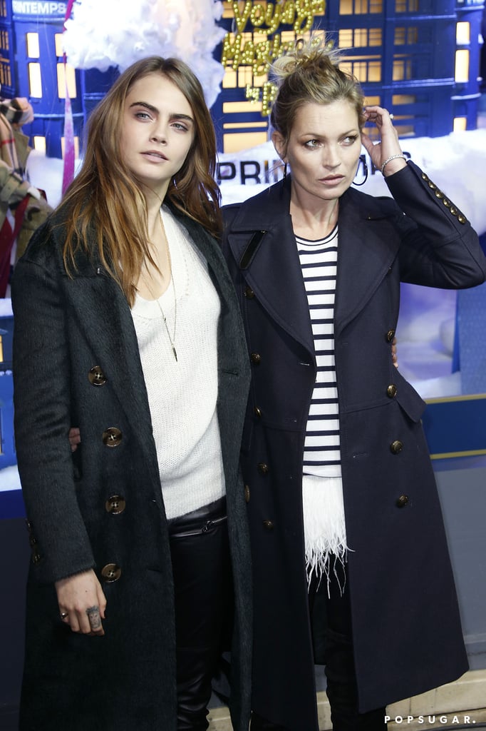 Kate Moss and Cara Delevingne made for a fierce pair at a Thursday Burberry event in Paris.