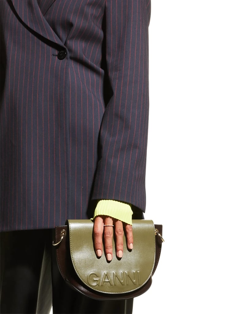 An Eye-Catching Accessory: Ganni Colorblock Recycled Leather Shoulder Bag