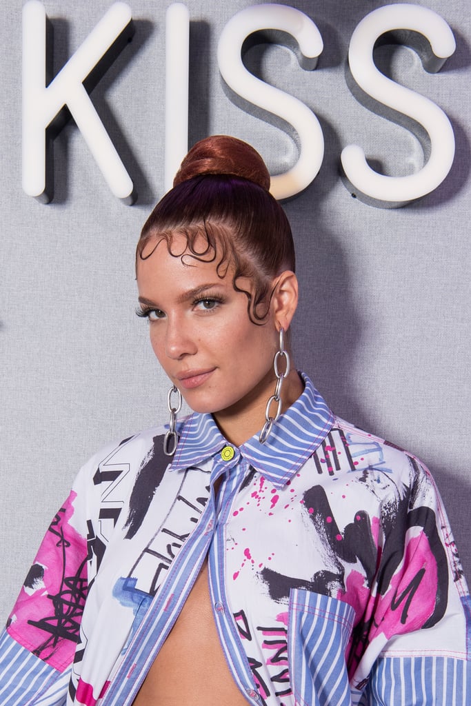 Halsey Wore a Sleek Top Knot With Elegant Hair Swirls