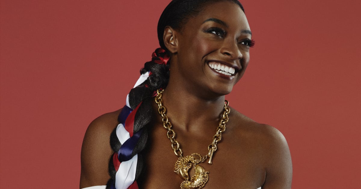 This Picture of Simone Biles’s Red, White, and Blue Floor-Length Braid Deserves to be Framed