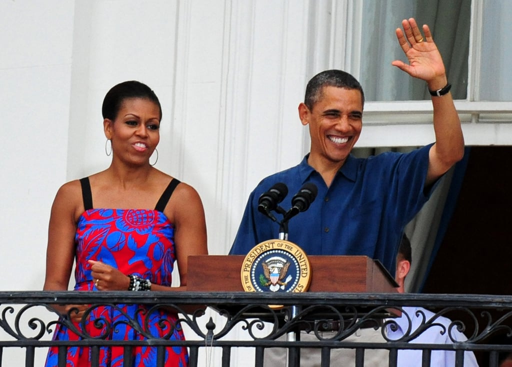 Michelle and Barack enjoyed themselves as the president greeted military families in 2011.
